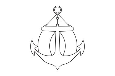 Gemi çapası aralıksız tek satır sanat eseri basit kalem taslağı çizim çizimi vektör çizimi