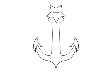 Gemi çapası aralıksız tek satır sanat eseri basit kalem taslağı çizim çizimi vektör çizimi