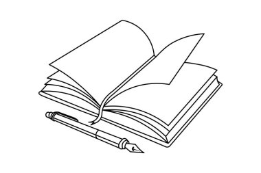 Kitap özeti vektör çizimi ve düzenlenebilir vuruş, eğitim, fikir, okul konsepti tek çizgi çizimi