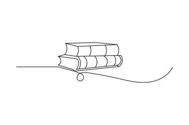 Kitap özeti vektör çizimi ve düzenlenebilir vuruş, eğitim, fikir, okul konsepti tek çizgi çizimi