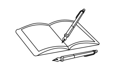 Kitap özeti vektör çizimi ve düzenlenebilir vuruş, eğitim, fikir, okul konsepti tek çizgi çizimi