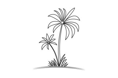 Palmiye ağacı kesintisiz çizimi ve minimalist stil ana hatlı muzaffer simgesini ayır