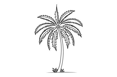 Palmiye ağacı kesintisiz çizimi ve minimalist stil ana hatlı muzaffer simgesini ayır