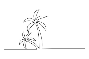 Palmiye ağacı kesintisiz çizimi ve minimalist stil ana hatlı muzaffer simgesini ayır