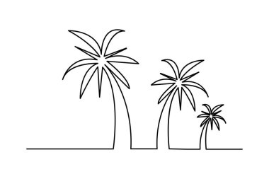 Palmiye ağacı kesintisiz çizimi ve minimalist stil ana hatlı muzaffer simgesini ayır