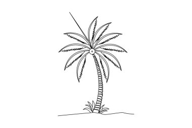 Palmiye ağacı kesintisiz çizimi ve minimalist stil ana hatlı muzaffer simgesini ayır