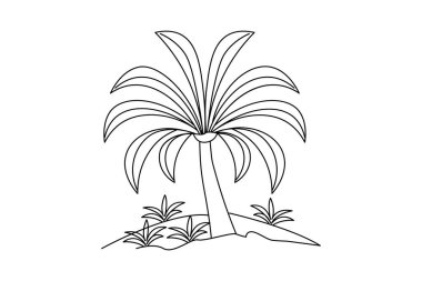 Palmiye ağacı kesintisiz çizimi ve minimalist stil ana hatlı muzaffer simgesini ayır