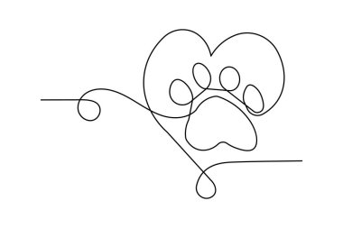 Köpek pow ayak izi ikon çizgisi resim çizimi