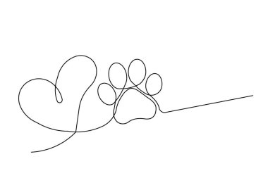 Köpek pow aralıksız çizgi çizimi ve el çizimi vektör sanat illüstrasyonu