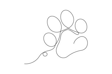 Köpek pow aralıksız çizgi çizimi ve el çizimi vektör sanat illüstrasyonu