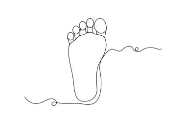 Ayak tabanı tek çizgi çizimi ve minimalist stil ana hatlı muzaffer simgesini izole et