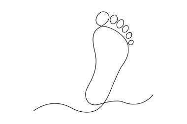 Ayak tabanı tek çizgi çizimi ve minimalist stil ana hatlı muzaffer simgesini izole et