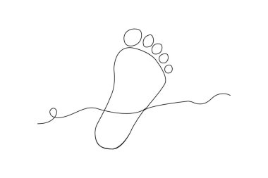 Ayak tabanı tek çizgi çizimi ve minimalist stil ana hatlı muzaffer simgesini izole et