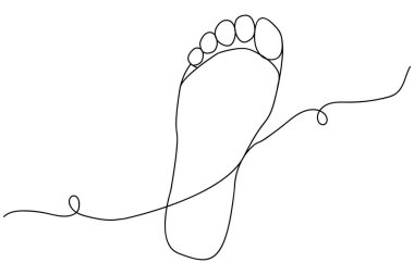 Ayak tabanı tek çizgi çizimi ve minimalist stil ana hatlı muzaffer simgesini izole et