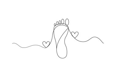 Beyaz arkaplana minimalist vektör çizen insan ayağı tek çizgi