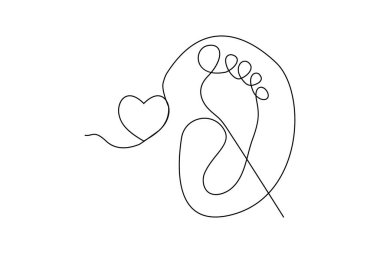 Beyaz arkaplana minimalist vektör çizen insan ayağı tek çizgi