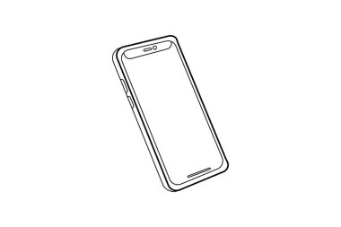 Çevrimiçi iletişim ve dijital teknoloji kavramı için minimalist tarzda akıllı telefon simgesi