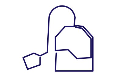 Çay poşeti, beyaz arkaplanda minimalist tarzda izole edilmiş bir taslak çizer.