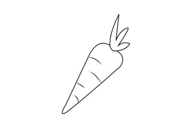 Havuç ana hatları tek çizgi halinde, minimalist stil sağlıklı gıda konsepti çizimi için mükemmeldir.