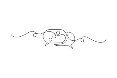  Konuşma balonu bir satır beyaz arkaplan üzerinde minimalist stil izole tasviri çizer