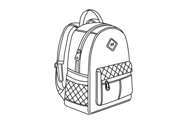 Okul çantası aralıksız bir çizgi çiziyor ve minimalist stil tasviri izole ediyor