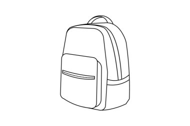 Okul çantası aralıksız bir çizgi çiziyor ve minimalist stil tasviri izole ediyor