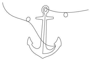 Şirketin logo kimliği için ana hatlı vektör illüstrasyonlu güzel Gemi Çapası 'nın sürekli çizimi.