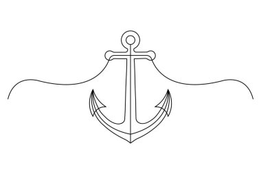 Gemi Çapası sürekli olarak tek bir çizgide çizilir ve ana hatlı bir minimalist vektör çizimine sahiptir..