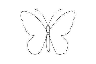 Şirketin logo kimliği için ana hatları çizilmiş güzel kelebeklerin kesintisiz çizimi..