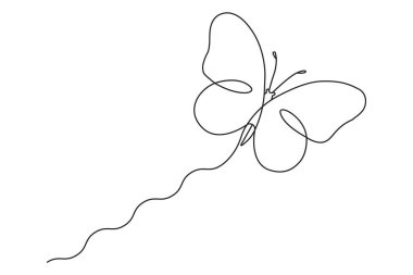 Şirketin logo kimliği için ana hatları çizilmiş güzel kelebeklerin kesintisiz çizimi..