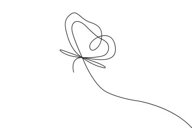 Kelebek sürekli olarak tek bir çizgide çizilir ve ana hatlarıyla minimalist bir vektör çizimine sahiptir..