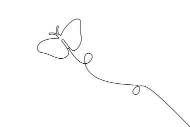 Kelebek sürekli olarak tek bir çizgide çizilir ve ana hatlarıyla minimalist bir vektör çizimine sahiptir..