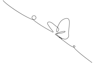 Kelebek sürekli olarak tek bir çizgide çizilir ve ana hatlarıyla minimalist bir vektör çizimine sahiptir..