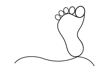 Bir insan organı konsept vektörünün tabanı ve ayağının sürekli çizimi.