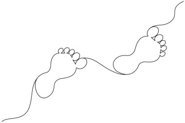 Bir insan organı konsept vektörünün tabanı ve ayağının sürekli çizimi.