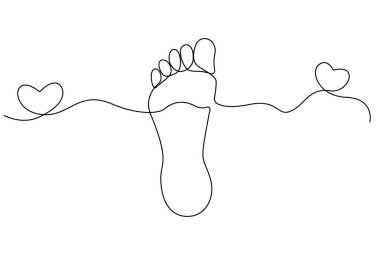 Bir insan organı konsept vektörünün tabanı ve ayağının sürekli çizimi.