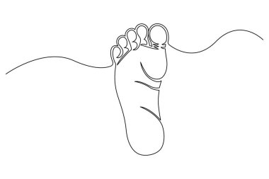 Bir insan organı konsept vektörünün tabanı ve ayağının sürekli çizimi.