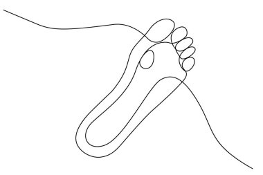 Ayak tabanı için izole edilmiş ana hatlı vektör resimleme sanatının sürekli çizimi.