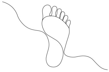 Ayak tabanı için izole edilmiş ana hatlı vektör resimleme sanatının sürekli çizimi.