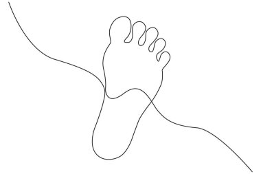Ayak tabanı için izole edilmiş ana hatlı vektör resimleme sanatının sürekli çizimi.
