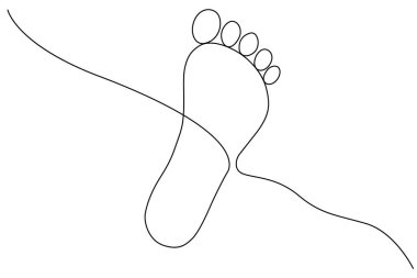 Ayak tabanı için izole edilmiş ana hatlı vektör resimleme sanatının sürekli çizimi.