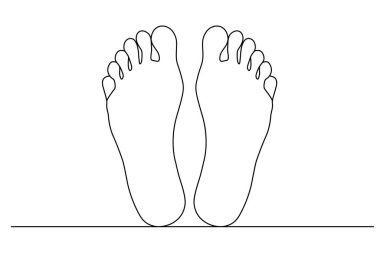 Ayak tabanı için izole edilmiş ana hatlı vektör resimleme sanatının sürekli çizimi.