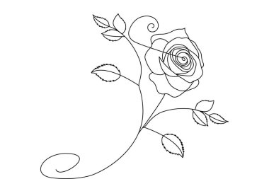 Bu zarif gül çiçeğinin minimalist tasarımı çiçek sanatı, güzellik ve romantizm temaları için idealdir..