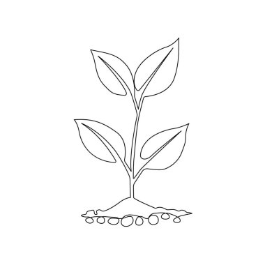 El yapımı vektörler içeren bir parmak izi seti. Yaprak ve ağaçların sürekli tek çizgi çizimi.