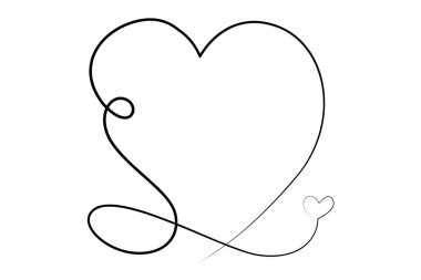 Herhangi bir davet veya zaman zaman arkaplan için grafik tasarımlı bir kalp şekli vektörünün bir çizgi çizimi