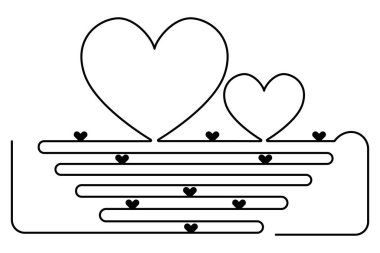Herhangi bir davet veya zaman zaman arkaplan için grafik tasarımlı bir kalp şekli vektörünün bir çizgi çizimi