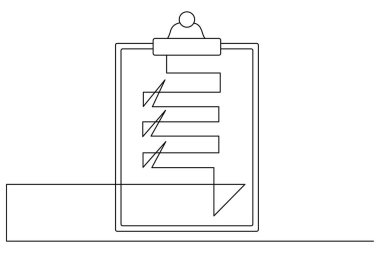 Tek satırlı sanat, temiz beyaz arkaplan kullanarak asgari pano resimlemesi