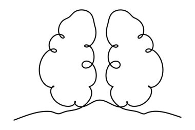 Bir insan organı konsept vektörünün insan beyninin kesintisiz tek çizgi çizimi