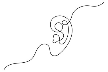 Minimalist Devamlılık Çizgisi İnsan Kulağı Sanatı - İzole Vektör Simgesi Tasarımı