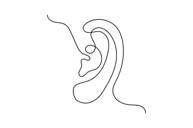 Minimalist Devamlılık Çizgisi İnsan Kulağı Sanatı - İzole Vektör Simgesi Tasarımı